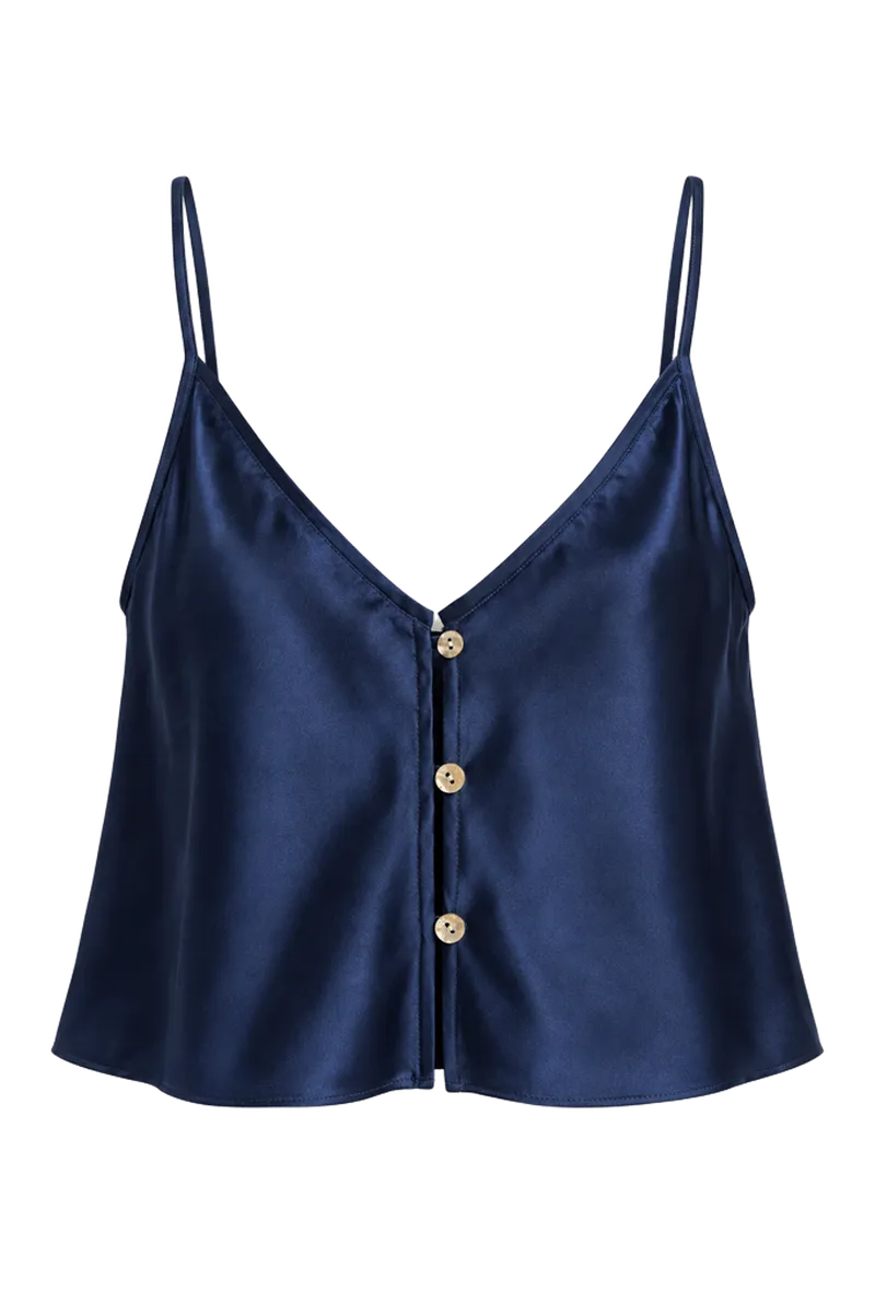 Eclipse Washable Silk Button Cami in Navy