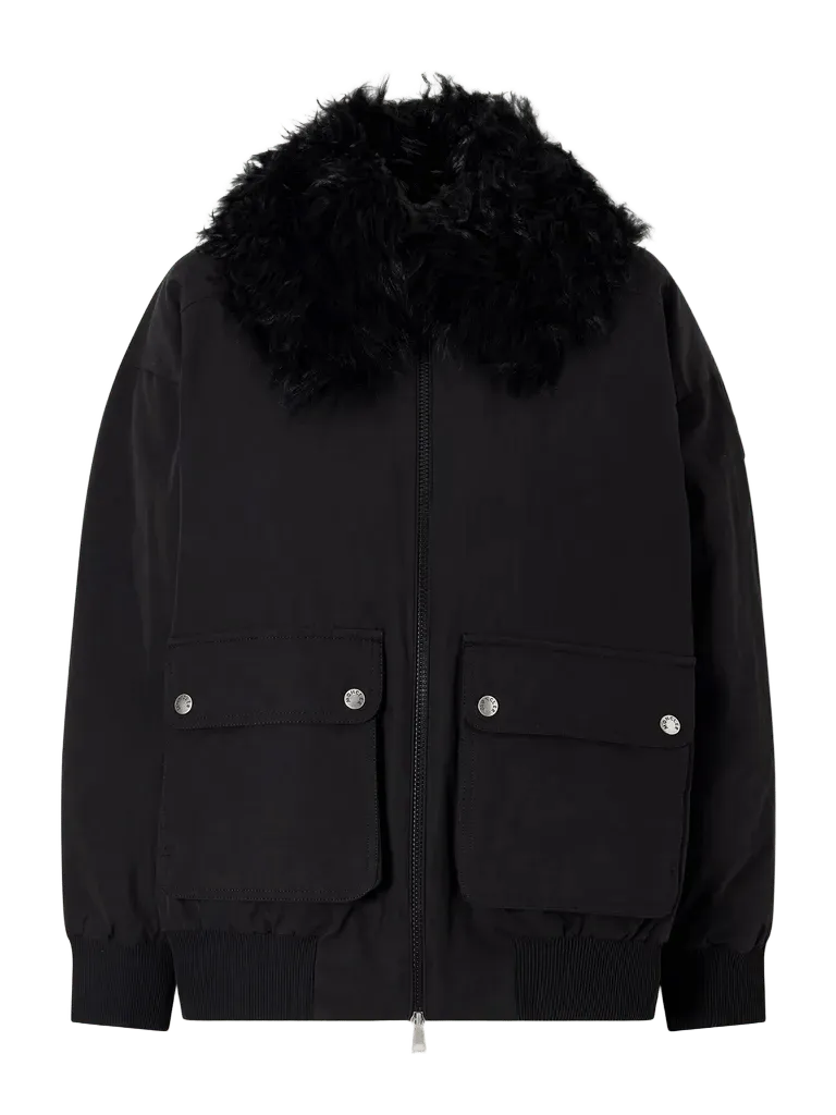 Rougequeue shearling-trimmed waxed padded jacket