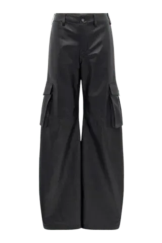Eos Barrel-leg Cargo Pant in Black Soft Leather