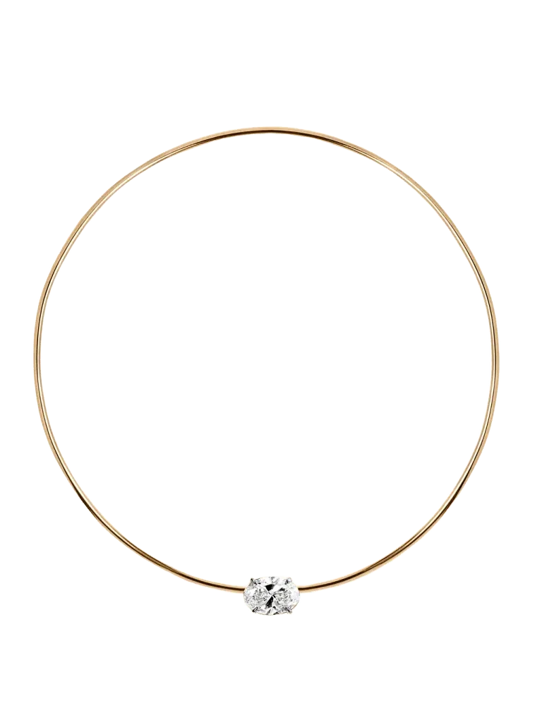 14K ROWE OVAL-CUT COLLAR IN 4 CTS LAB DIAMOND