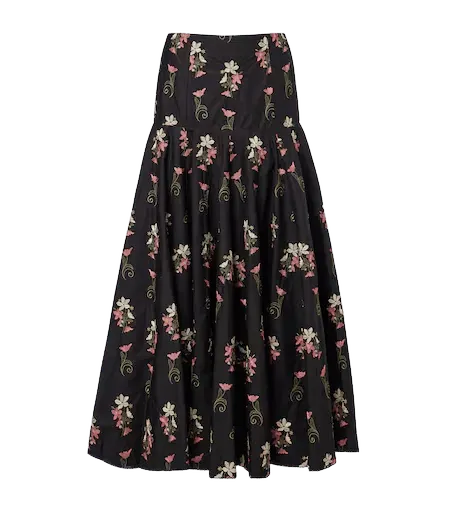 Nacar embroidered cotton poplin maxi skirt