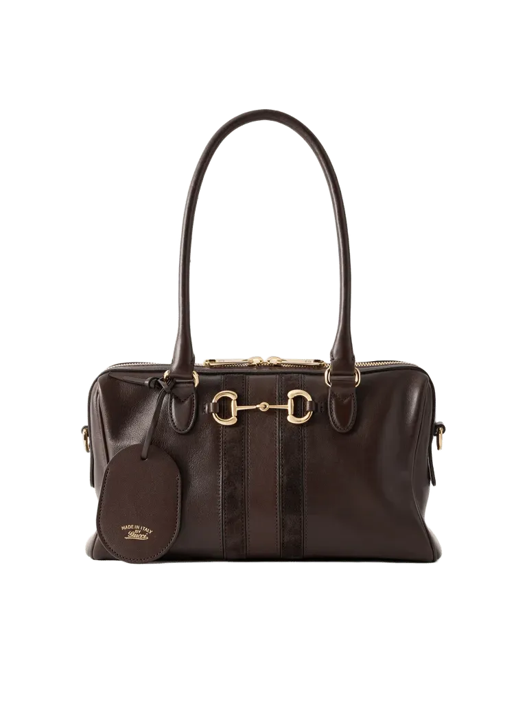 Borsetto suede-trimmed leather shoulder bag