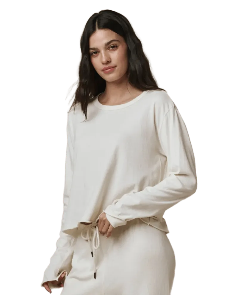 The Long Sleeve Crop Tee. -- Washed White