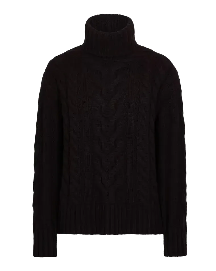 Cashmere Turtleneck Cable-Knit Sweater