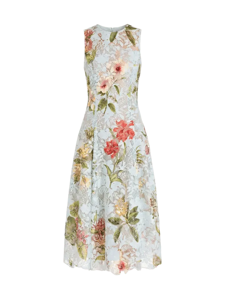 Dominican Mixed-Floral Guipure Dress