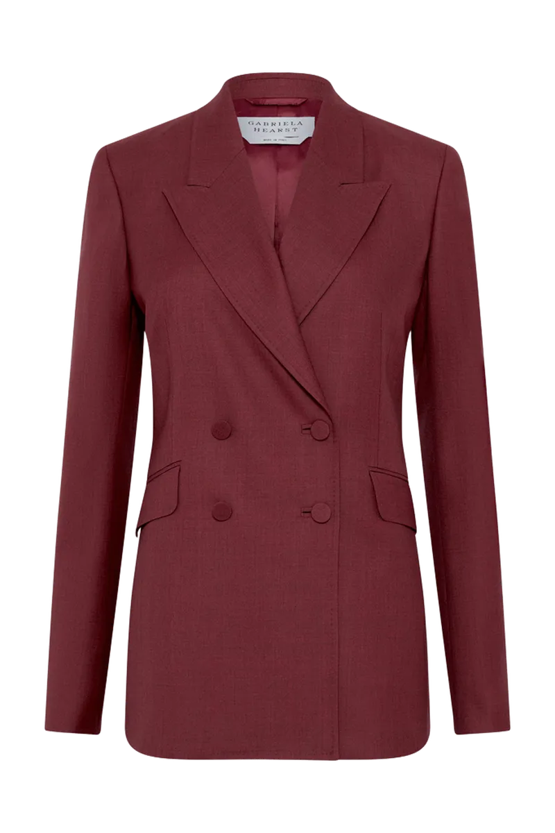 Angela Blazer in Bordeaux Wool Silk