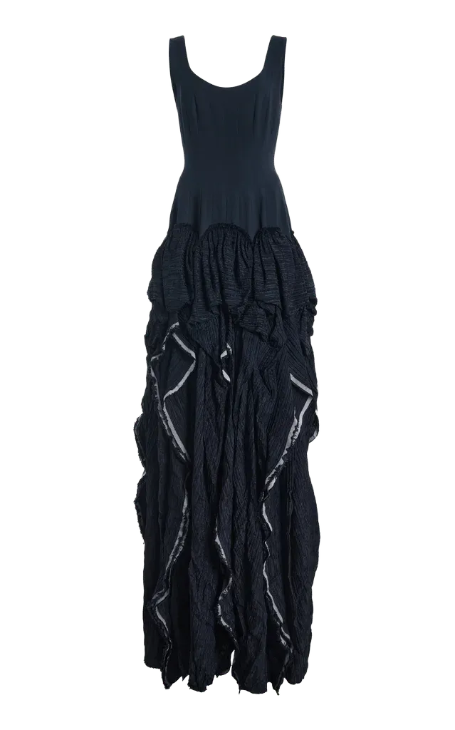 Panelled Crepe Gown