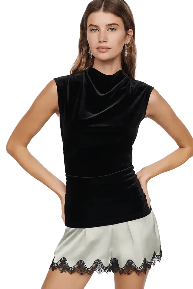 Sanctuary Velvet Sleeveless Cowl Neck Top