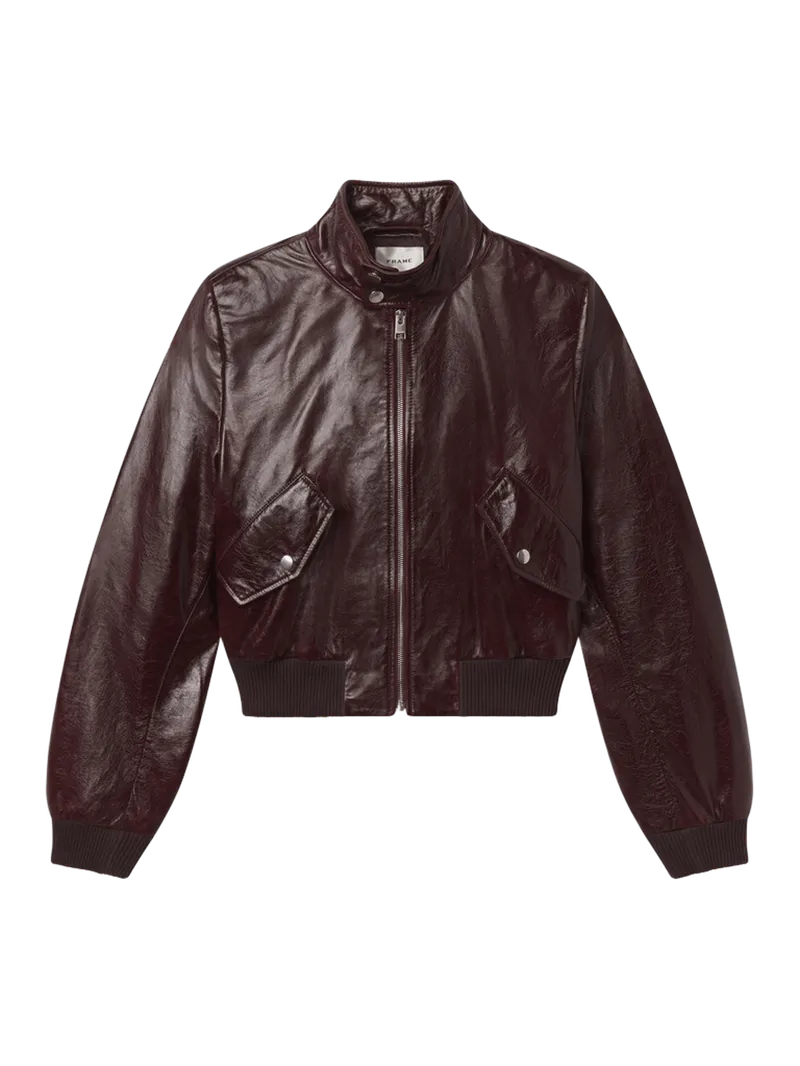 The Patent Leather Harrington Jacket -- Currant