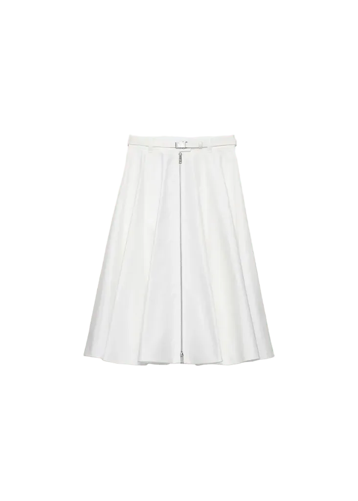 Belted A-Line Midi Skirt