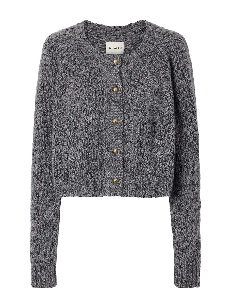 Niels cropped cashmere and silk-blend mélange cardigan