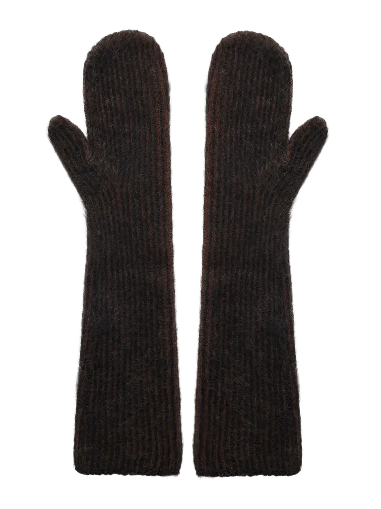 Ribbed mohair-blend gloves