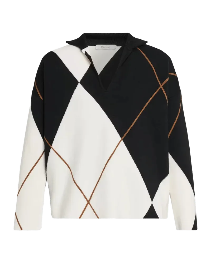 Argyle Wool Knit Polo Sweater