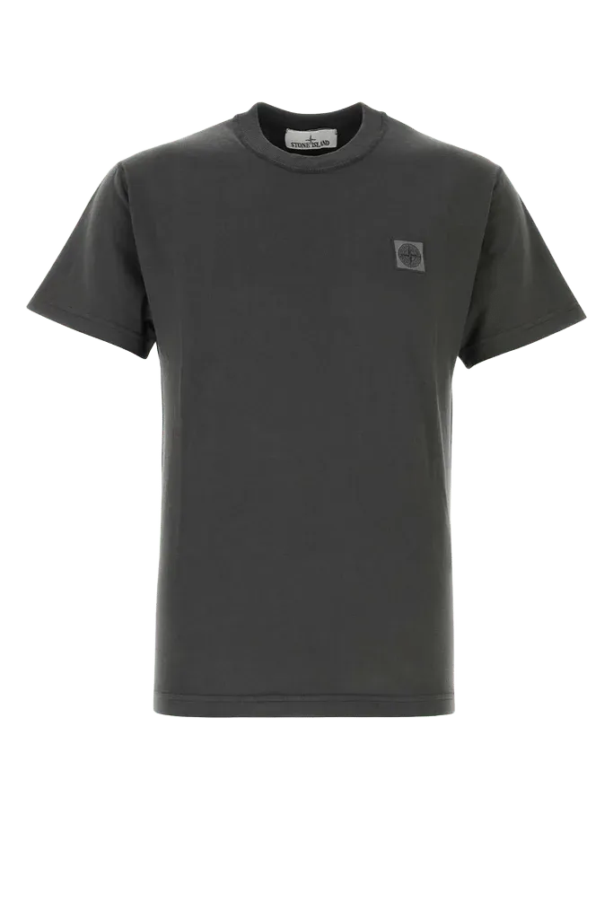 Stone Island Logo-Embroidered Cotton T-shirt — Gray