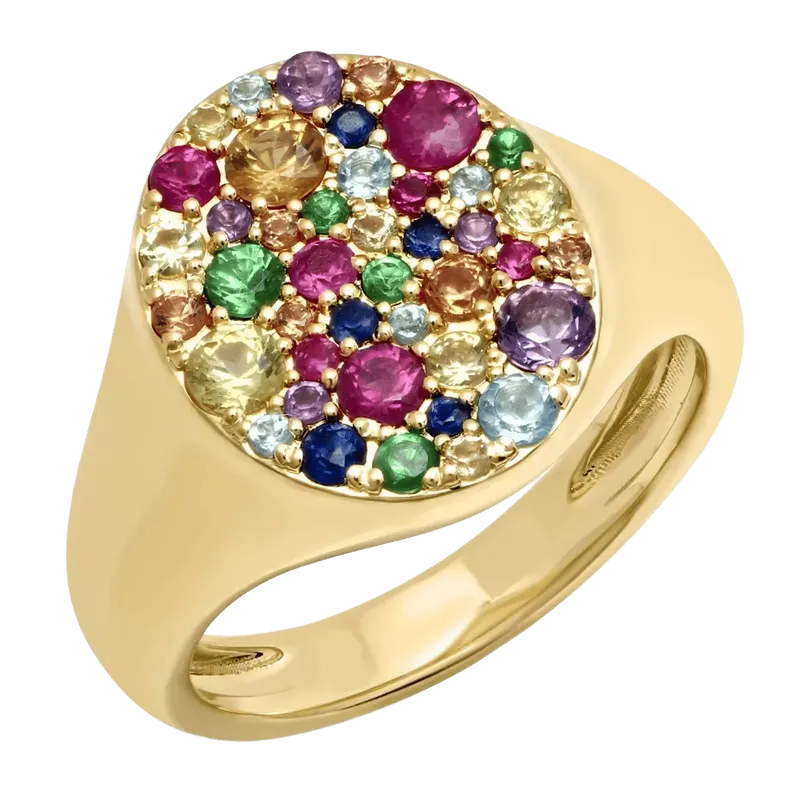 Multi Colored Signet Pinky Ring