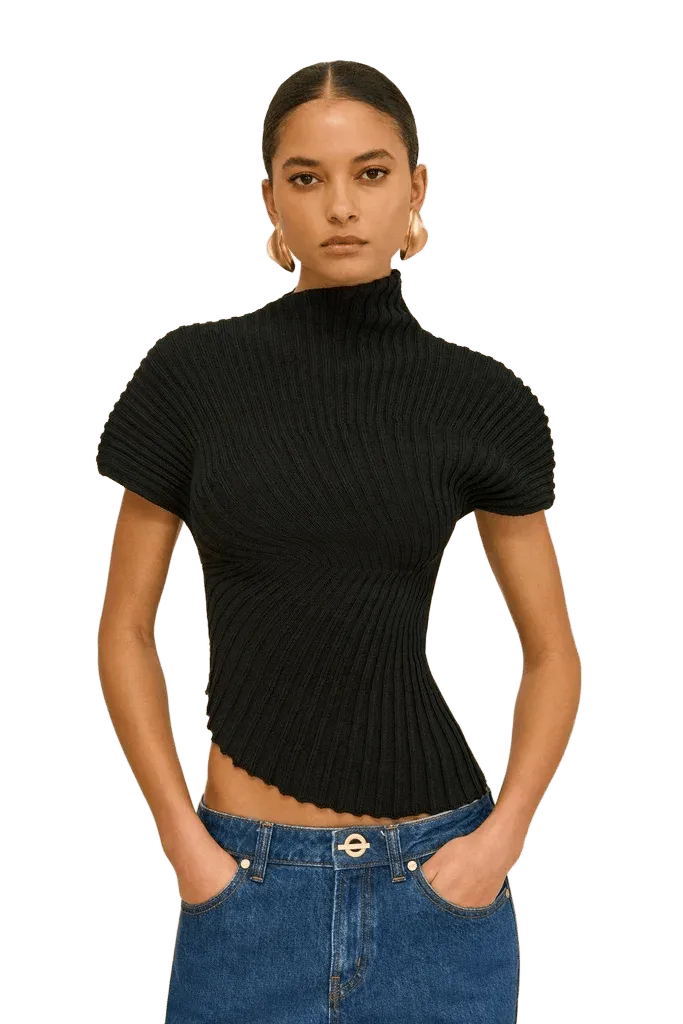 ANNEMIE KNIT TOP - BLACK