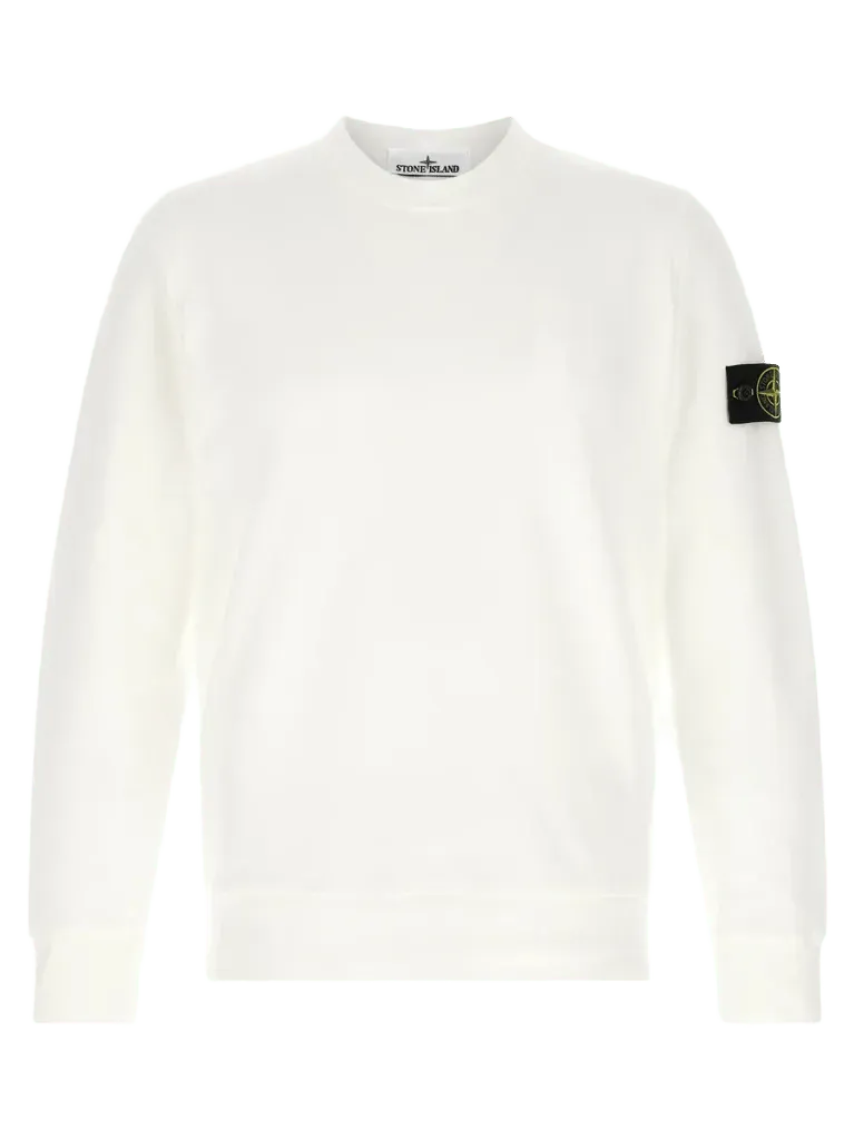 Stone Island Compass-Badge Cotton Sweatshirt — White