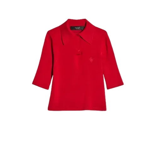 Fine stretch knit silk polo shirt