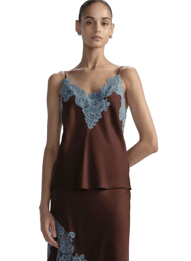 Hana Satin and Lace Camisole Top