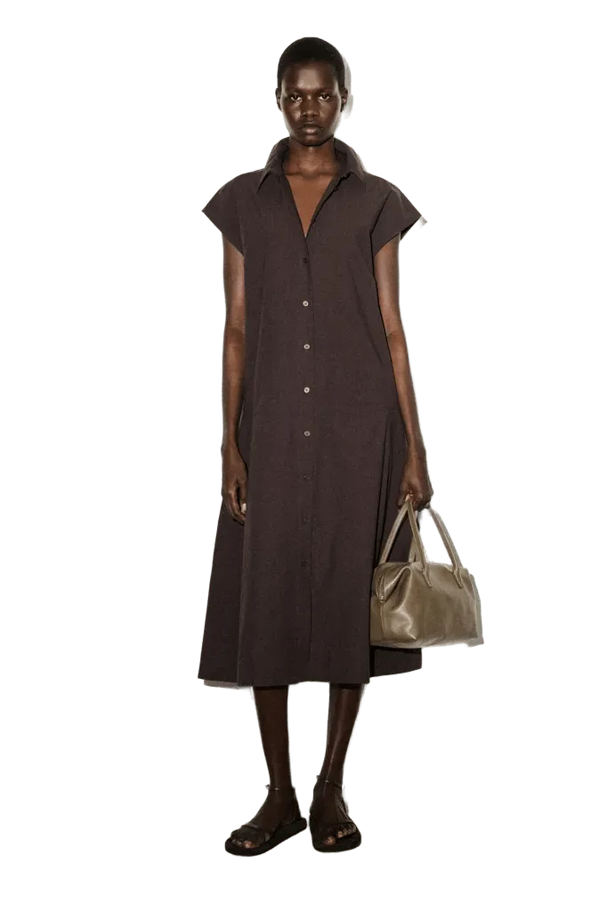 SLEEVELESS COTTON-POPLIN SHIRT DRESS