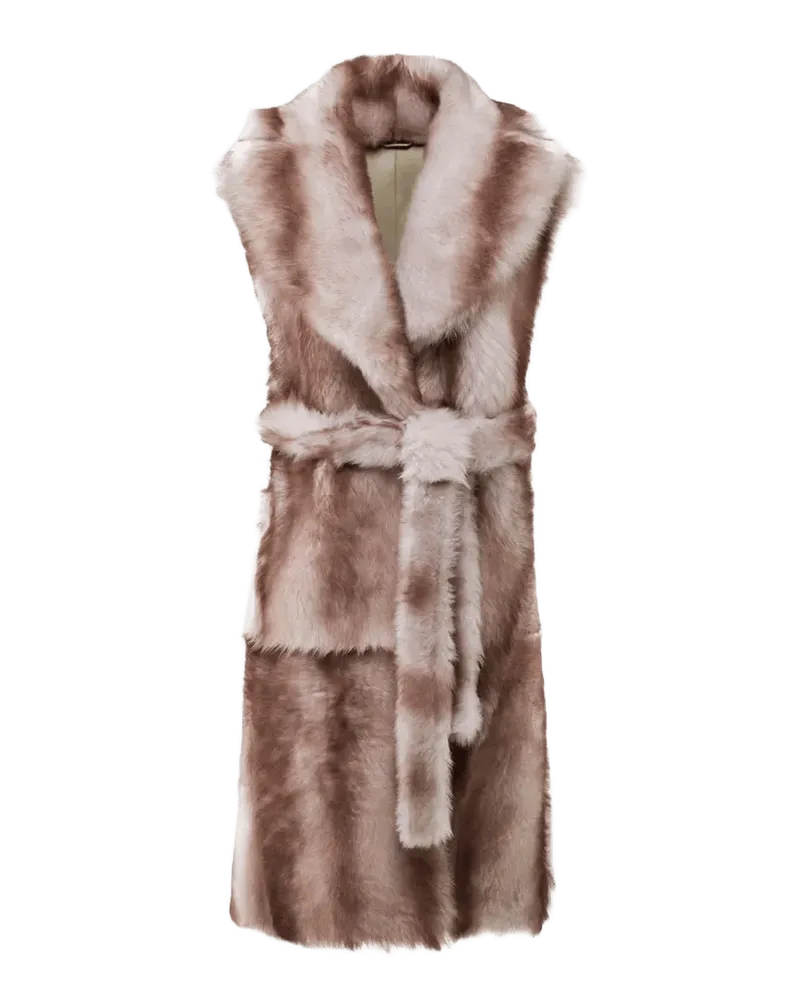 Toscana Lamb Shearling Belted Long Vest
