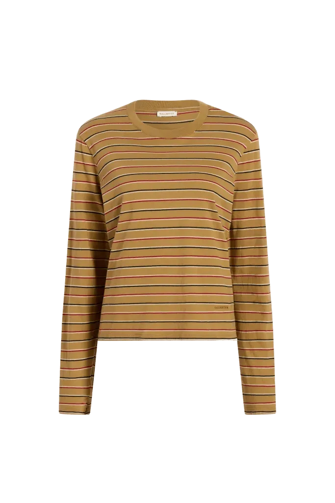 Wynn Long Sleeve T-Shirt in Camel Stripe