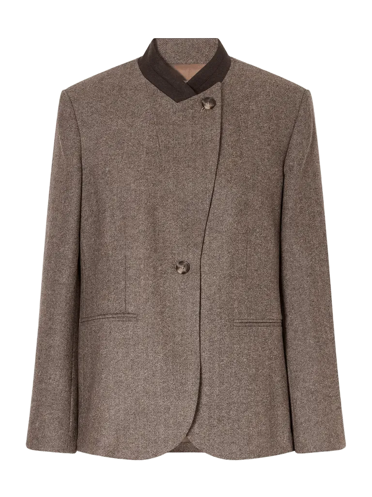 Herringbone wool and cashmere-blend jacket