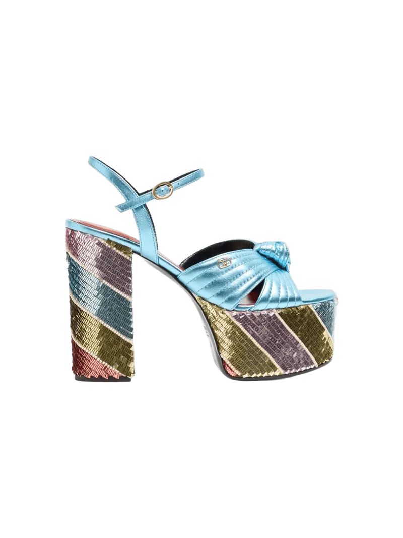 Crasher 125MM Platform Sandal in Laminated Nappa and Sequin Embroidery