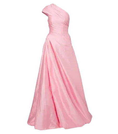 Draped one-shoulder bustier gown