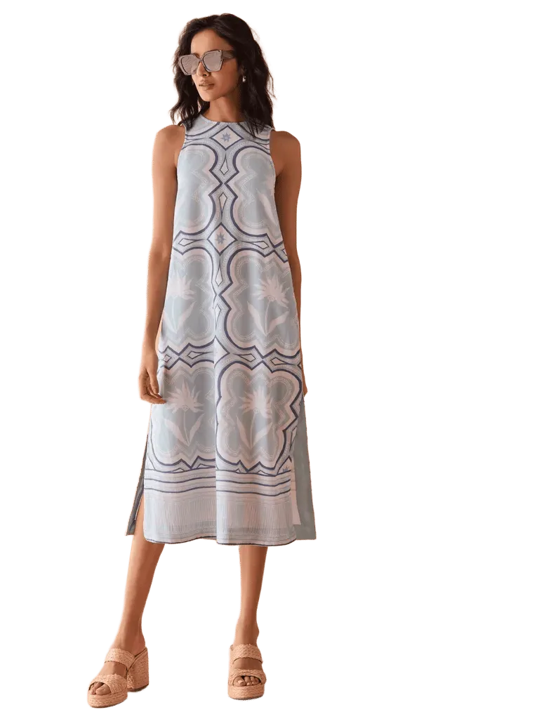 Maggie Midi Dress in Elena Santorini