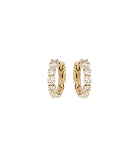 Petite Pavé 18kt gold hoop earrings with diamonds