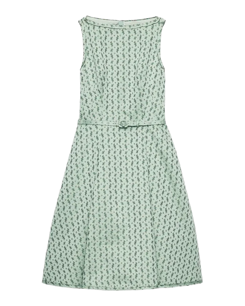 Belted Floral Duchess Midi Dress