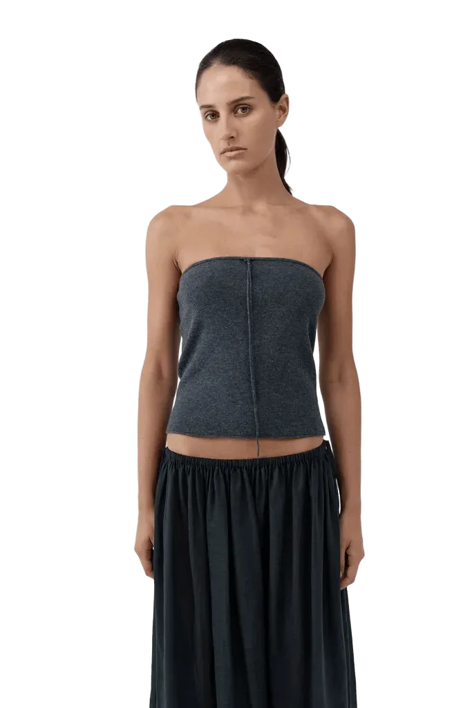 Wool Strapless Top - Iron Melange