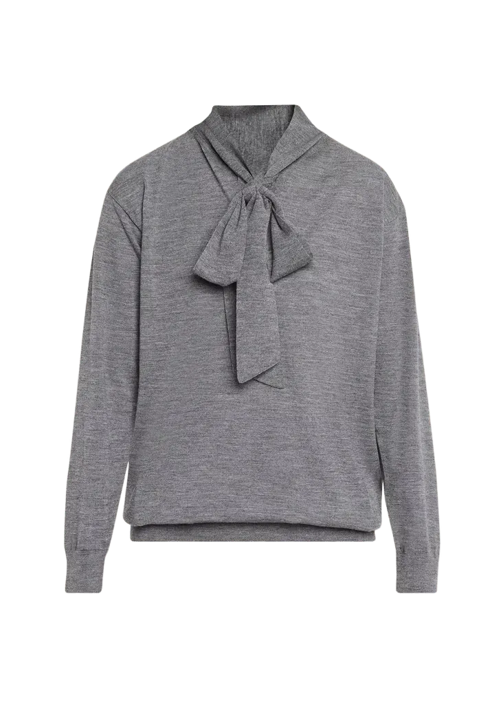 Neck-Scarf Wool Knit Sweater