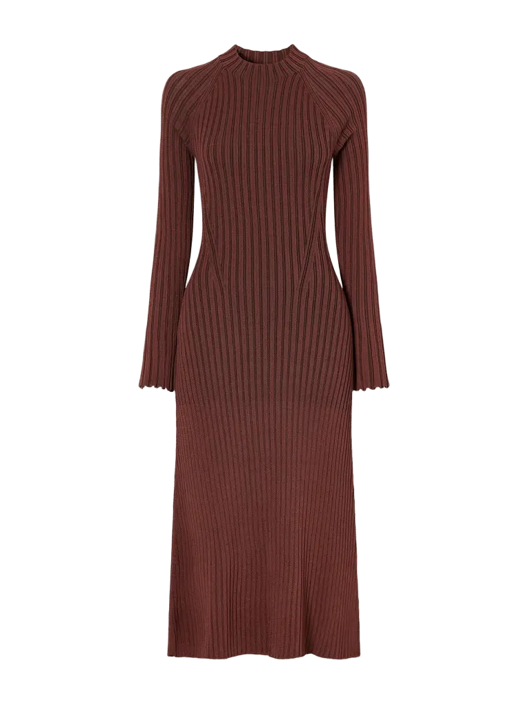 Roux ribbed midi dress
