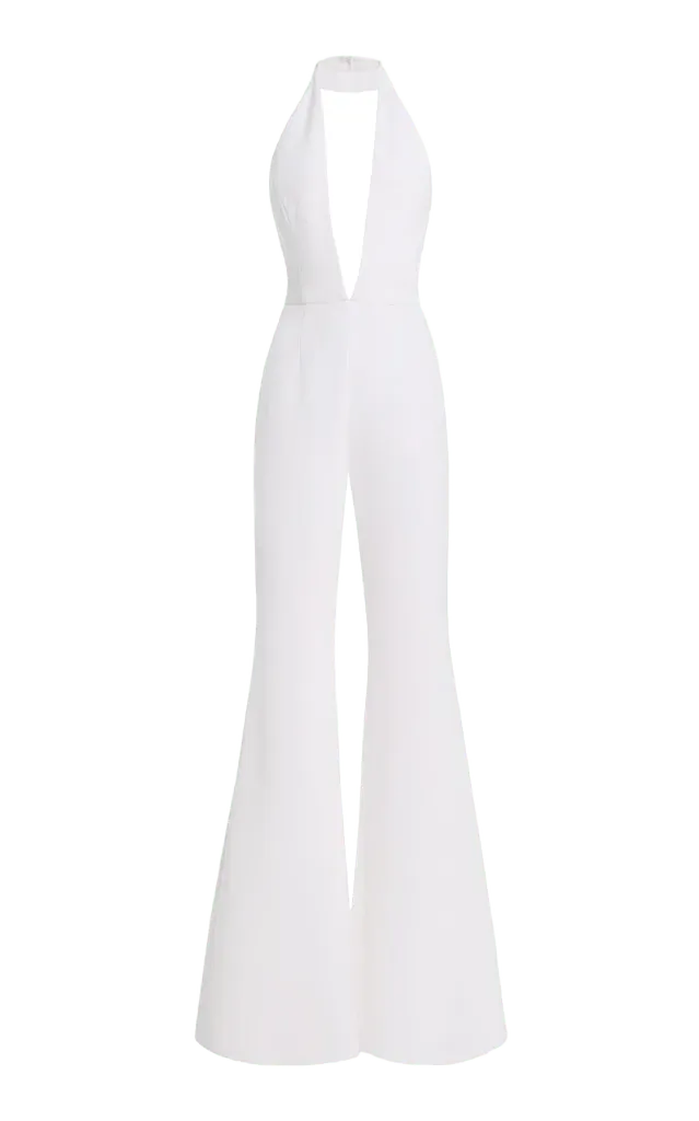 Belted Halter Deep-V Jumpsuit