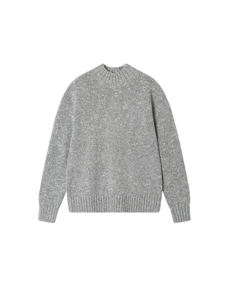Wool Blend Relaxed Mock Neck