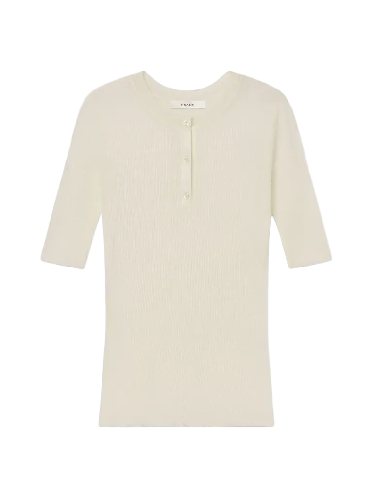 The Henley Rib Tee -- Cream