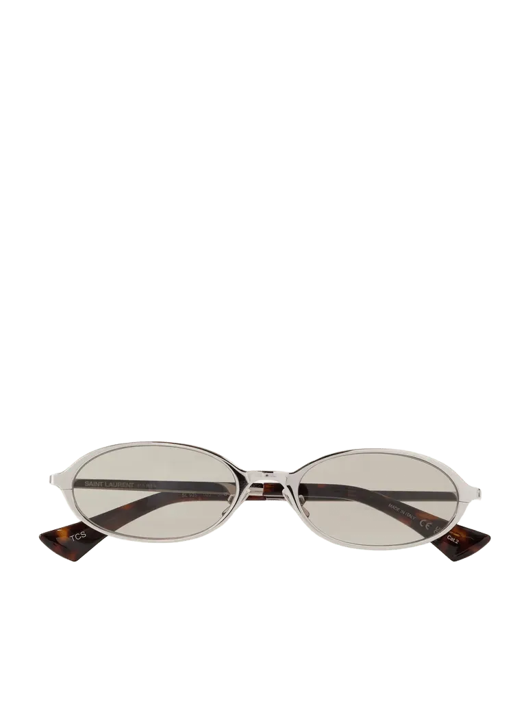SL 935 round-frame silver-tone sunglasses