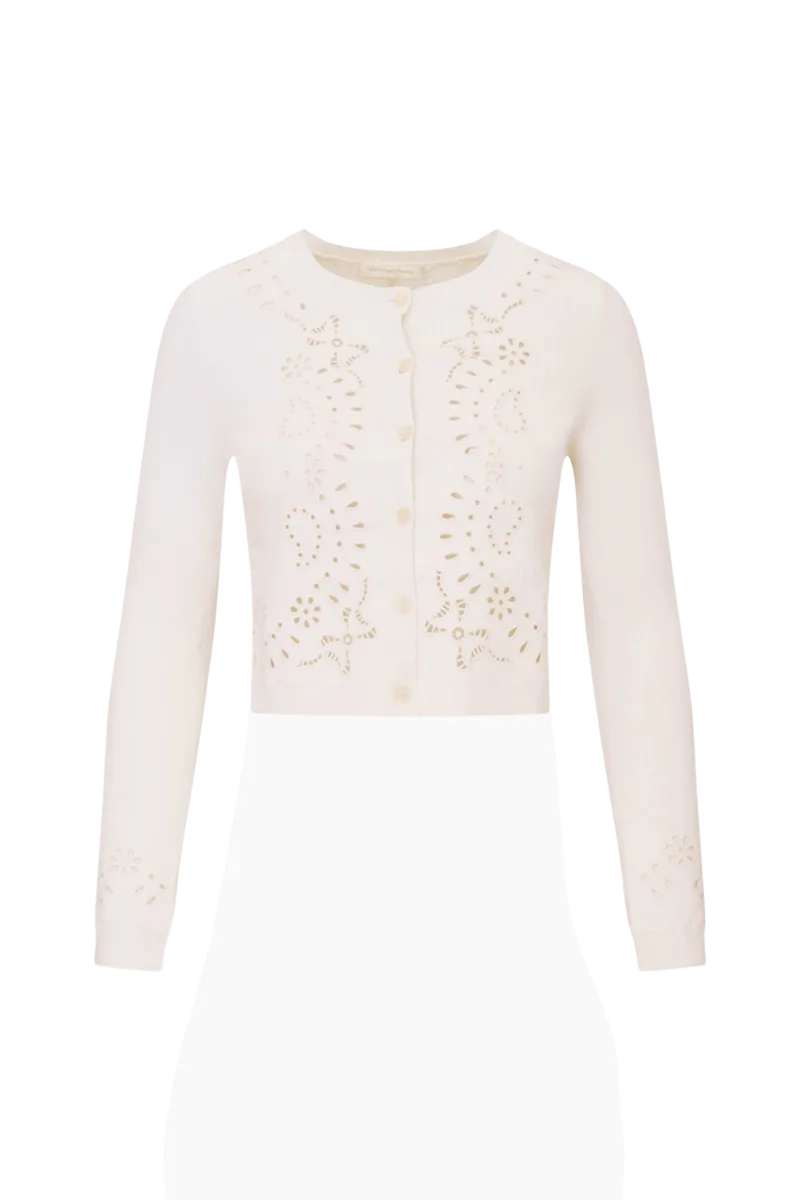 Leda Bandana Eyelet Knit Cardigan