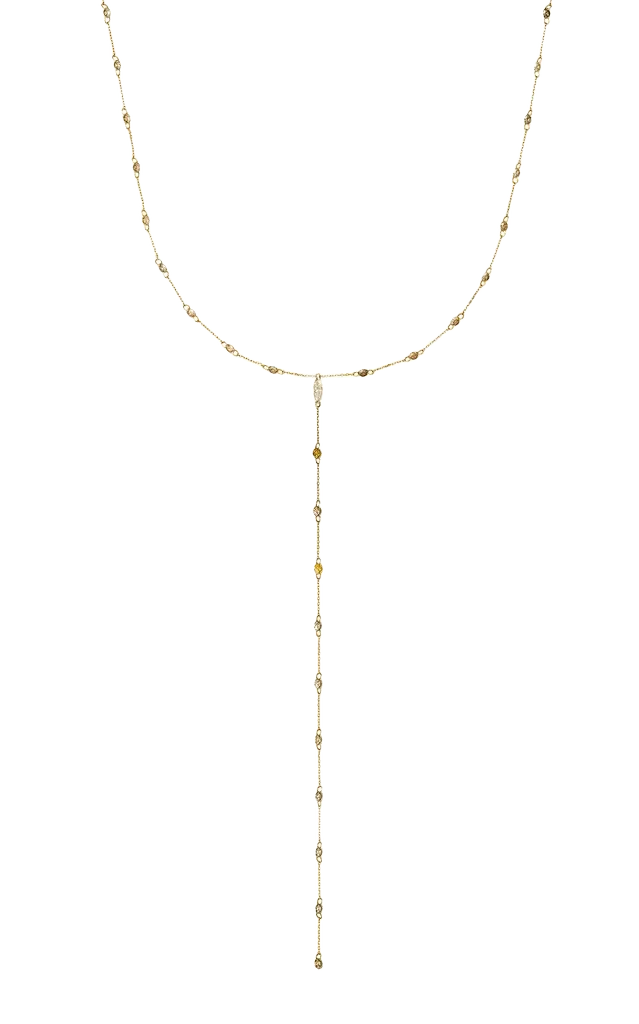 Fancy Color Drilled Diamond Lariat Necklace