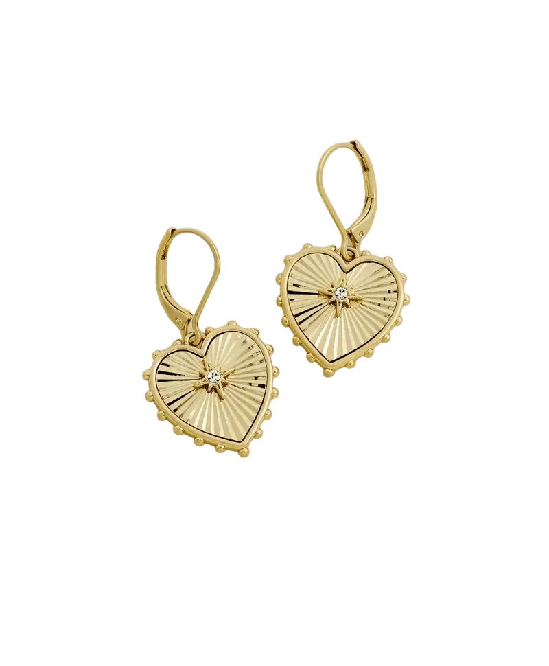 Heart Charm Gold-Toned Earrings