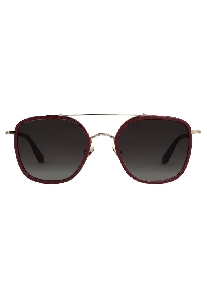 AUSTIN | 12K Titanium + Burgundy Leather