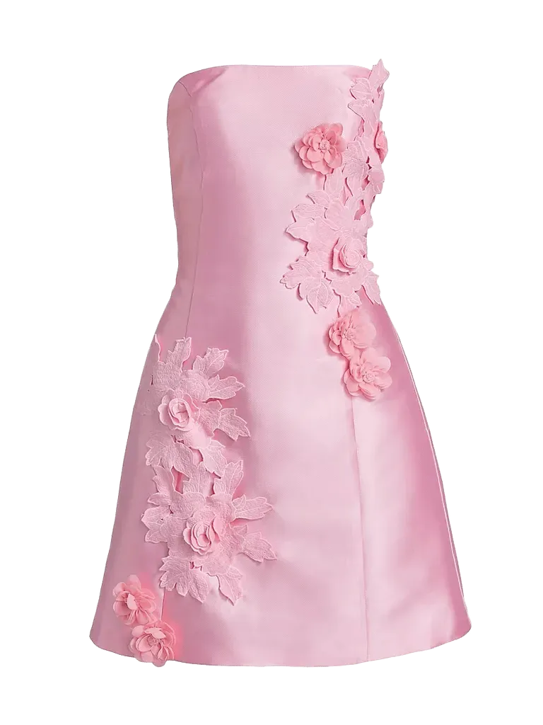 Walter Floral Applique Satin Minidress