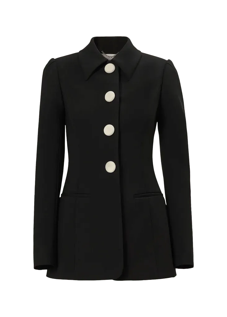 Long-Sleeve Stretch Wool Jacket