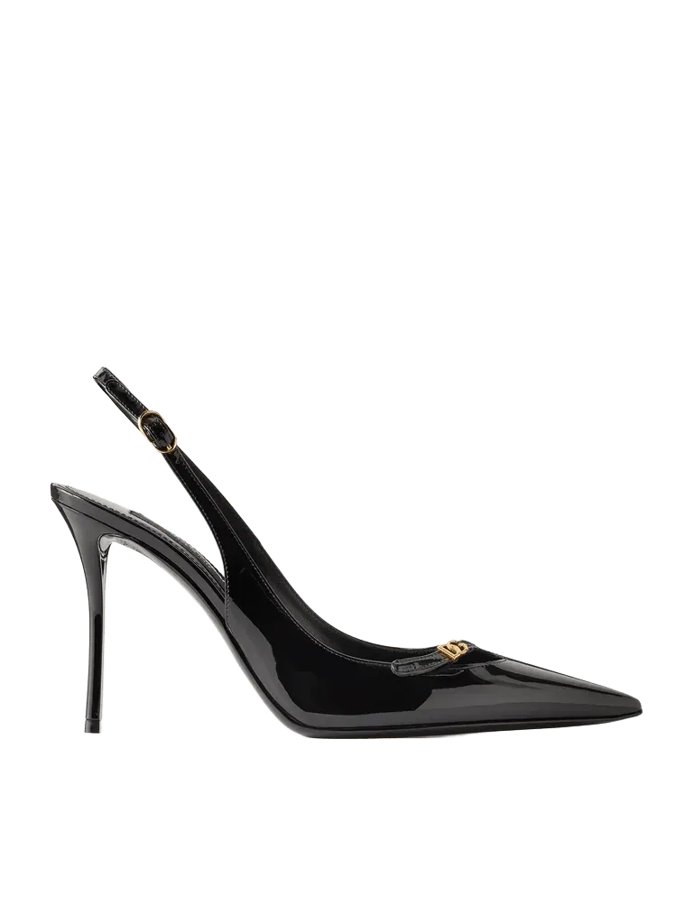 105 logo-embellished patent-leather slingback pumps