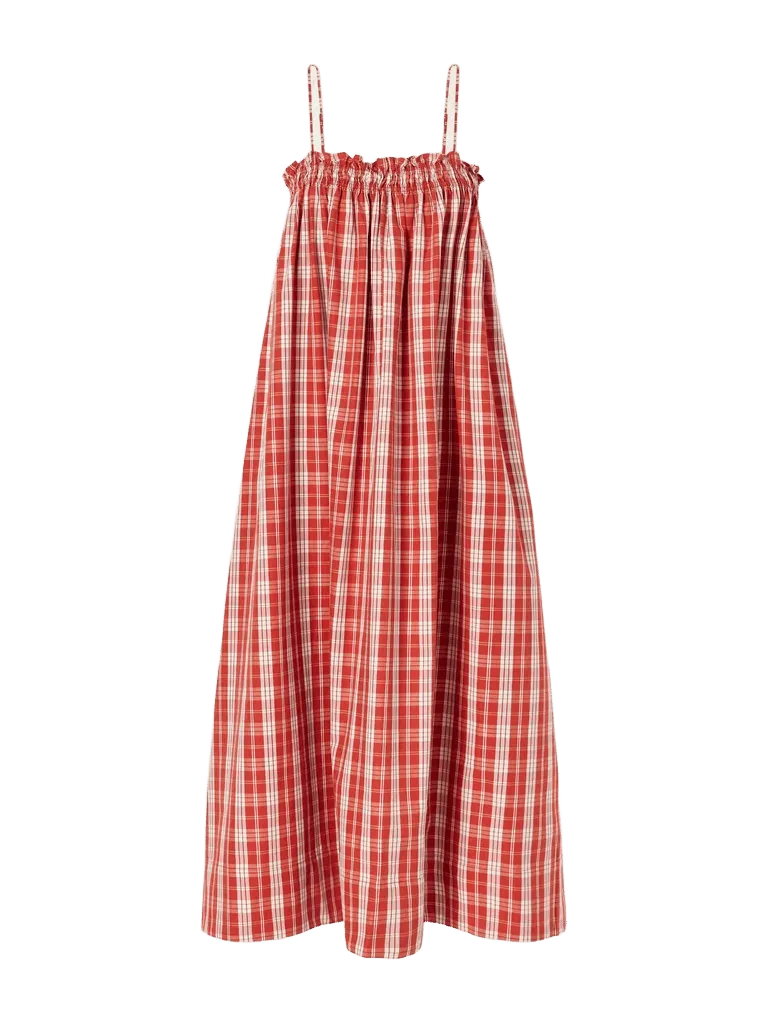 Greta checked cotton midi dress