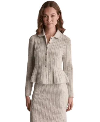Women's Peplum Cable-Knit Cardigan Sweater