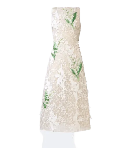 Cleo beaded floral-appliqué lace dress