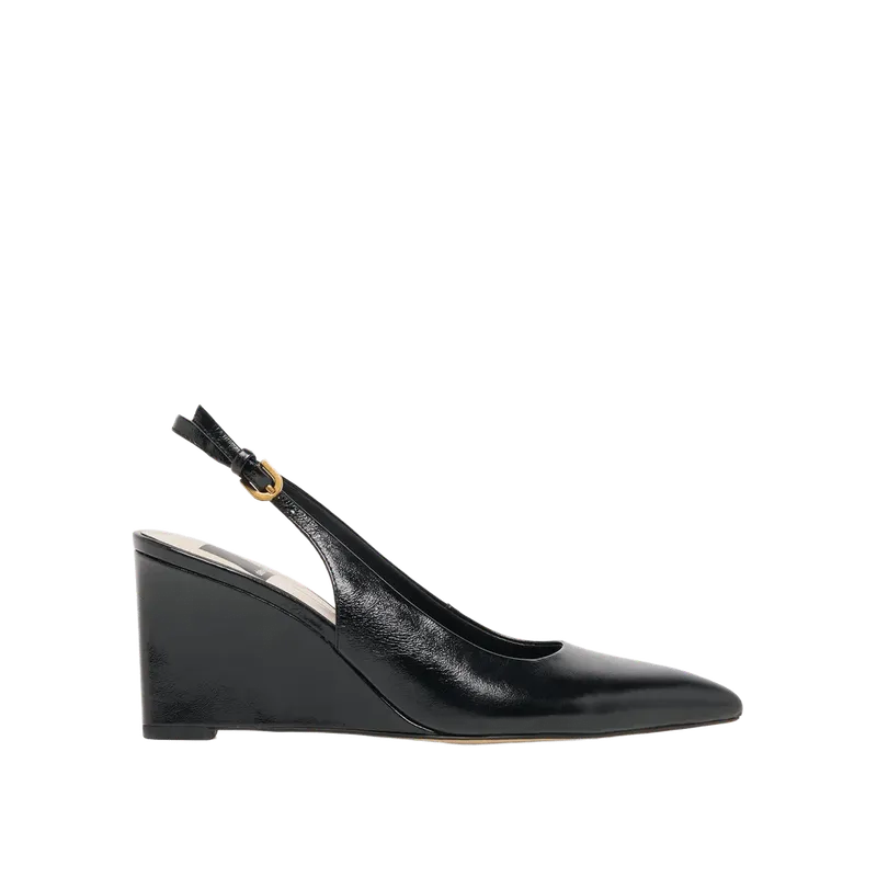 Evelan Wedges Black Leather